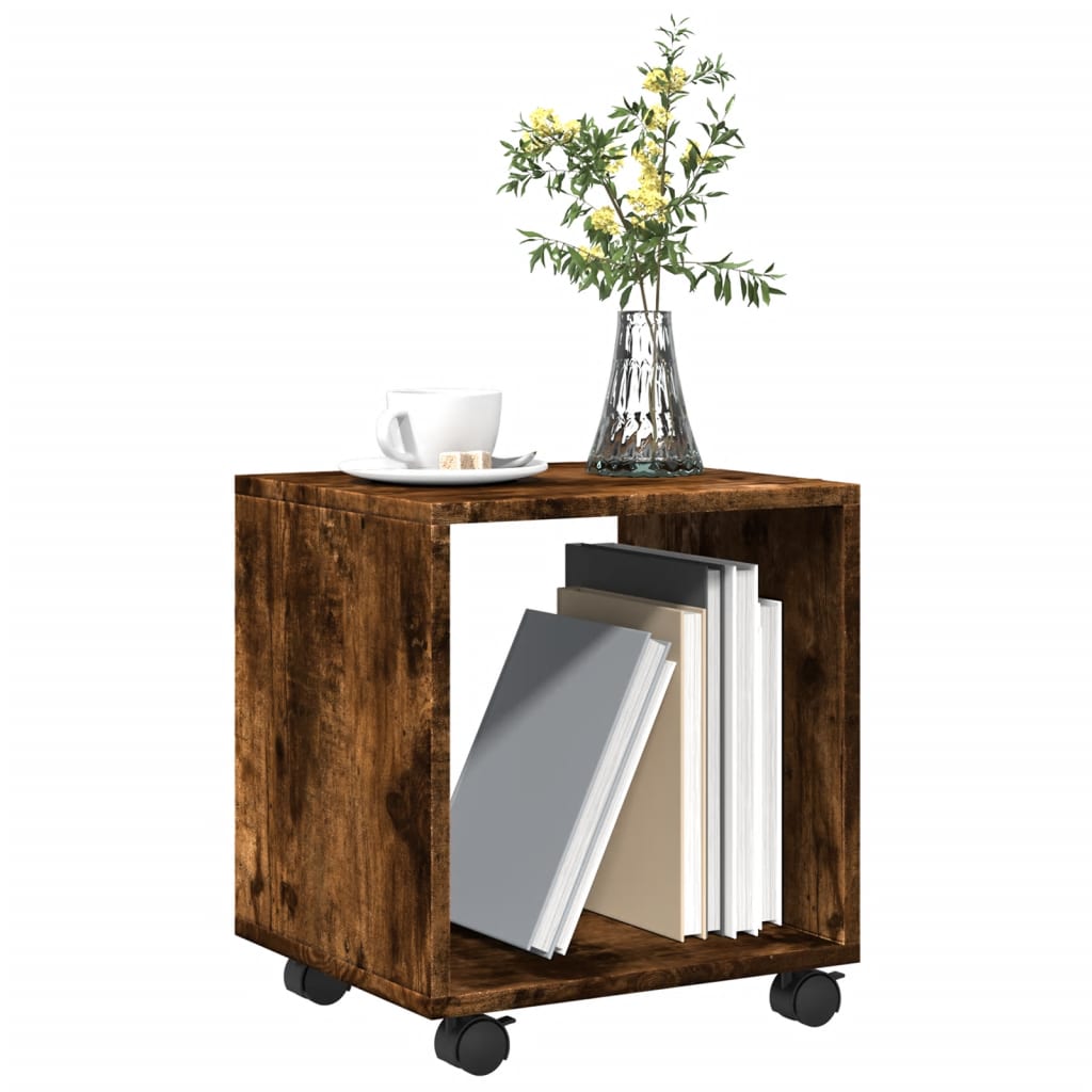 vidaXL Rolling Cabinet Smoked Oak 37x33x42.5 cm Engineered Wood