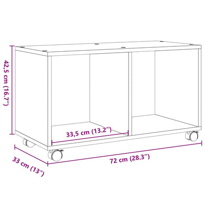 vidaXL Rolling Cabinet Black 72x33x42.5 cm Engineered Wood