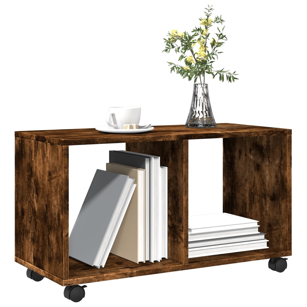 vidaXL Rolling Cabinet Smoked Oak 72x33x42.5 cm Engineered Wood