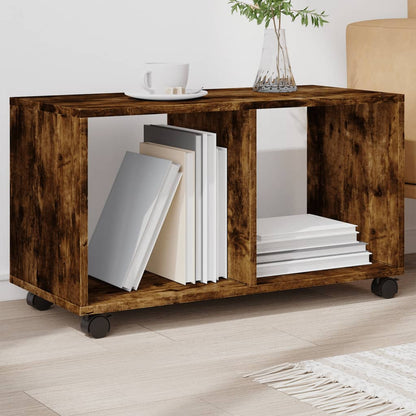 vidaXL Rolling Cabinet Smoked Oak 72x33x42.5 cm Engineered Wood