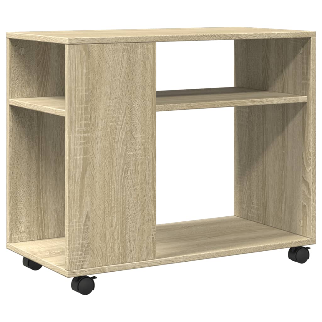 Side Table with Wheels Sonoma Oak 70x35x60 cm Engineered Wood