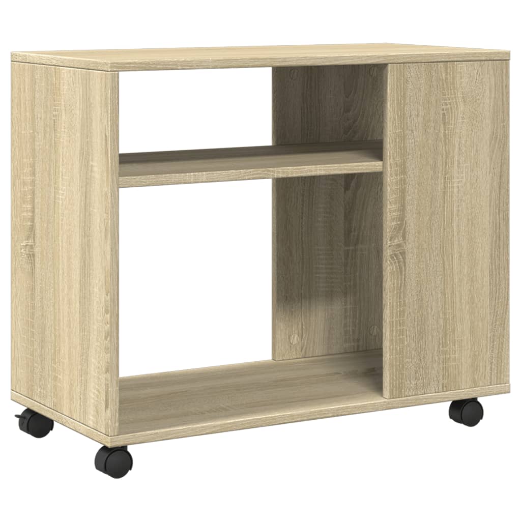 Side Table with Wheels Sonoma Oak 70x35x60 cm Engineered Wood