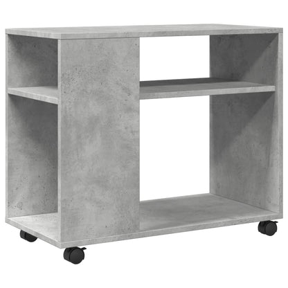 Side Table with Wheels Concrete Grey 70x35x60 cm Engineered Wood