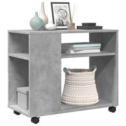 Side Table with Wheels Concrete Grey 70x35x60 cm Engineered Wood