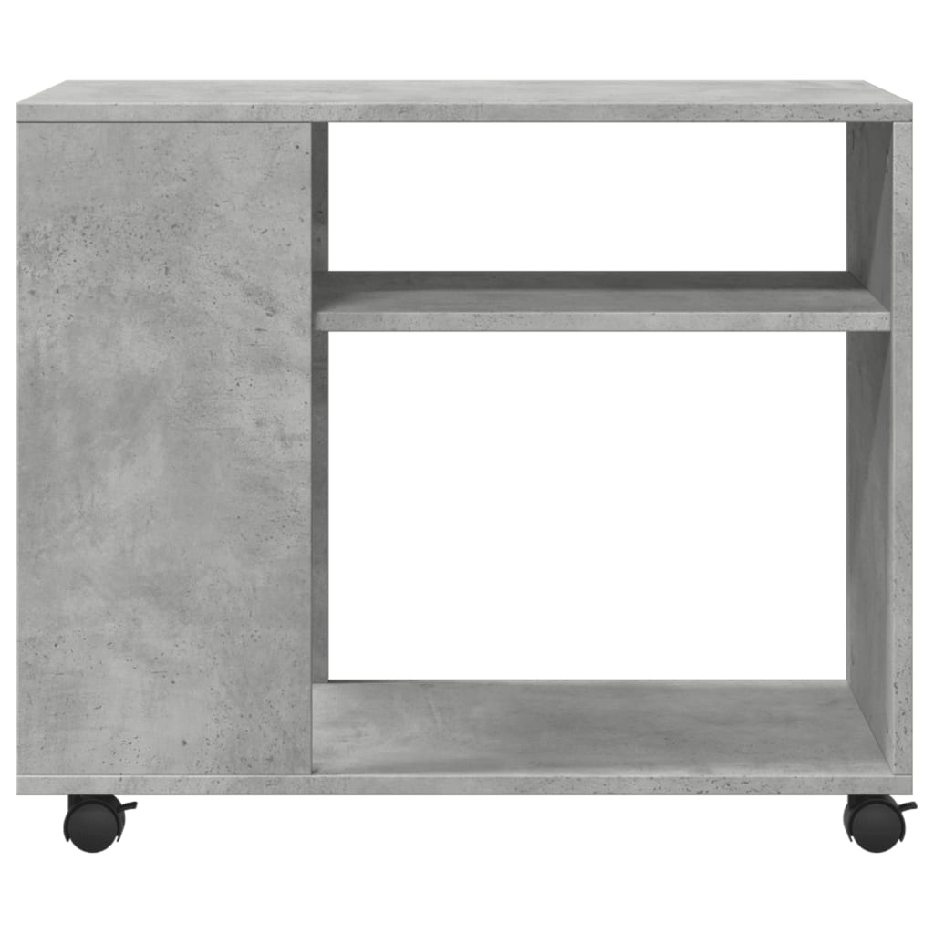 Side Table with Wheels Concrete Grey 70x35x60 cm Engineered Wood