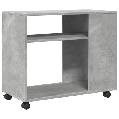 Side Table with Wheels Concrete Grey 70x35x60 cm Engineered Wood