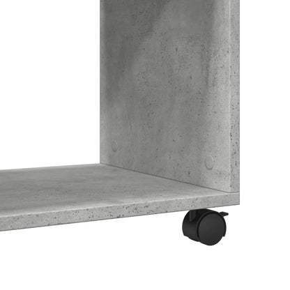 Side Table with Wheels Concrete Grey 70x35x60 cm Engineered Wood