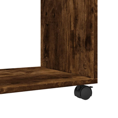 Side Table with Wheels Smoked Oak 70x35x60 cm Engineered Wood