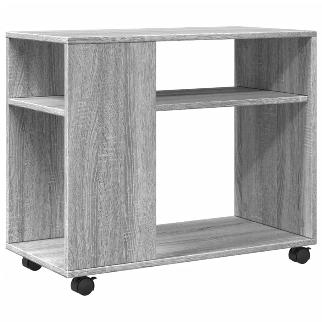 Side Table with Wheels Grey Sonoma 70x35x60 cm Engineered Wood