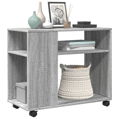 Side Table with Wheels Grey Sonoma 70x35x60 cm Engineered Wood