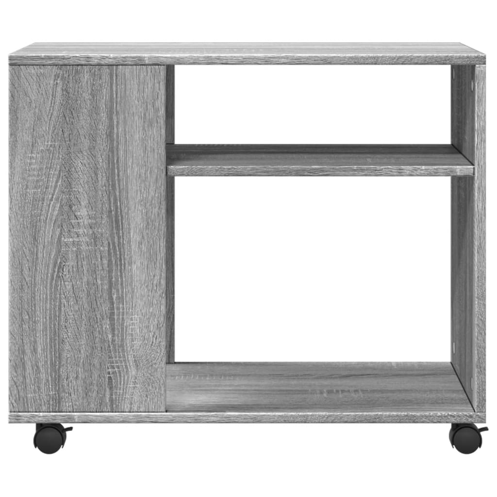 Side Table with Wheels Grey Sonoma 70x35x60 cm Engineered Wood