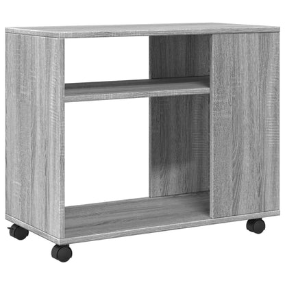 Side Table with Wheels Grey Sonoma 70x35x60 cm Engineered Wood