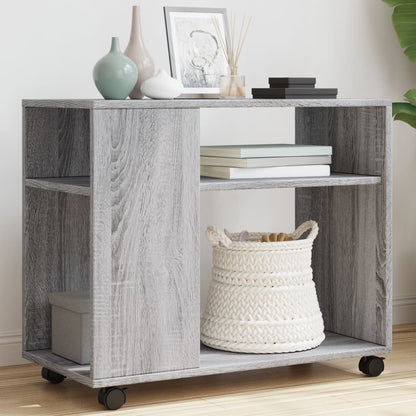 Side Table with Wheels Grey Sonoma 70x35x60 cm Engineered Wood