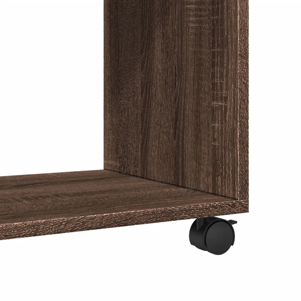 Side Table with Wheels Brown Oak 70x35x60 cm Engineered Wood