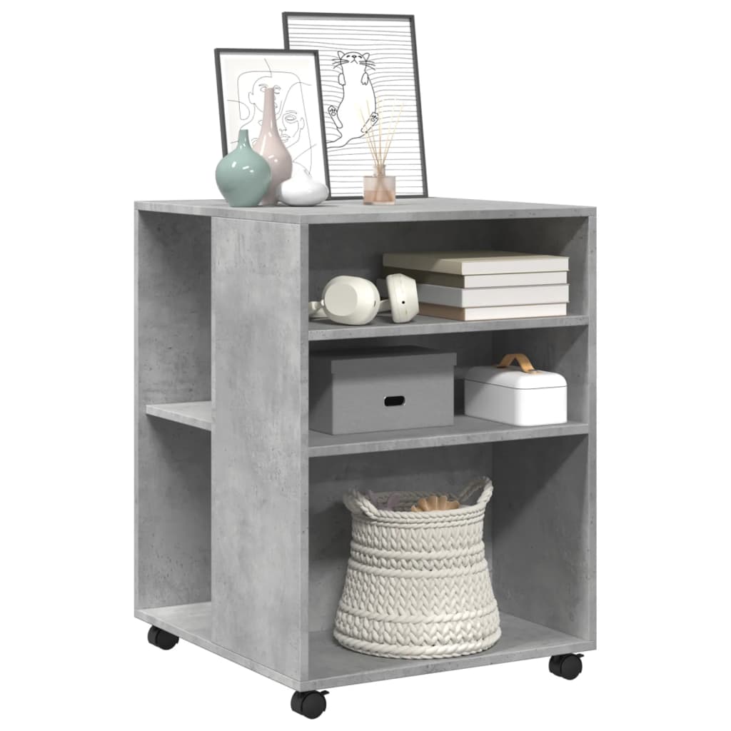 Side Table with Wheels Concrete Grey 55x60x78 cm Engineered Wood