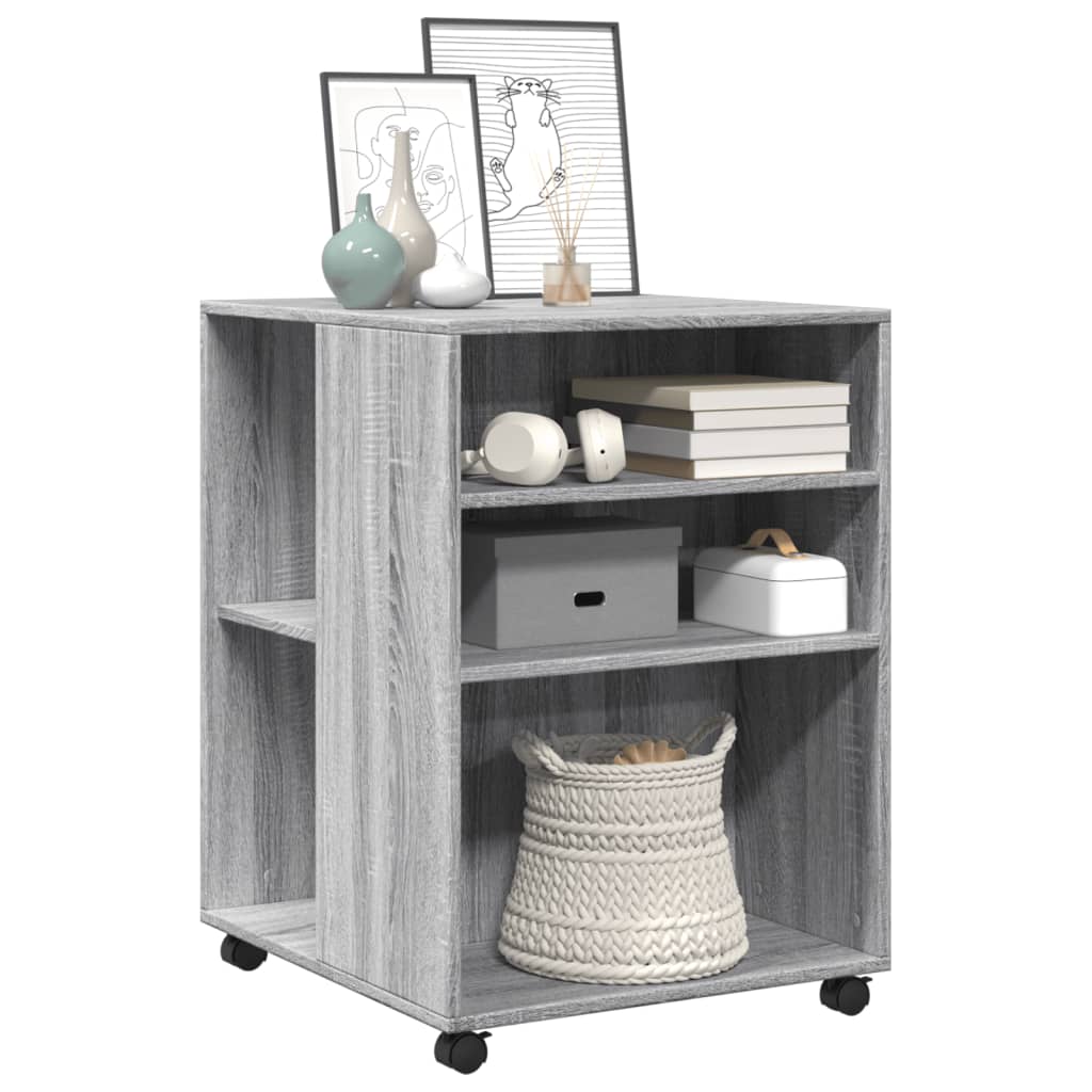 Side Table with Wheels Grey Sonoma 55x60x78 cm Engineered Wood