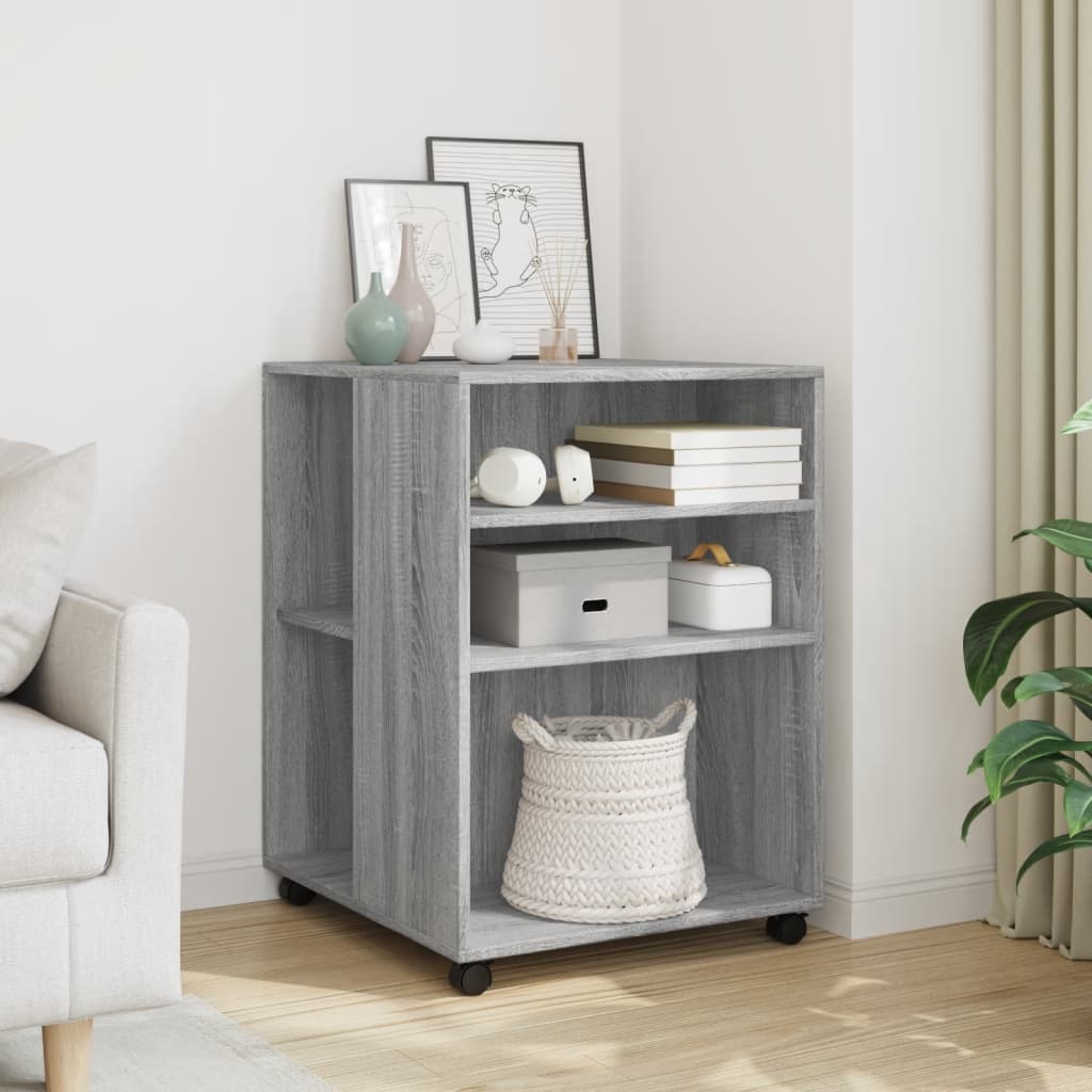 Side Table with Wheels Grey Sonoma 55x60x78 cm Engineered Wood