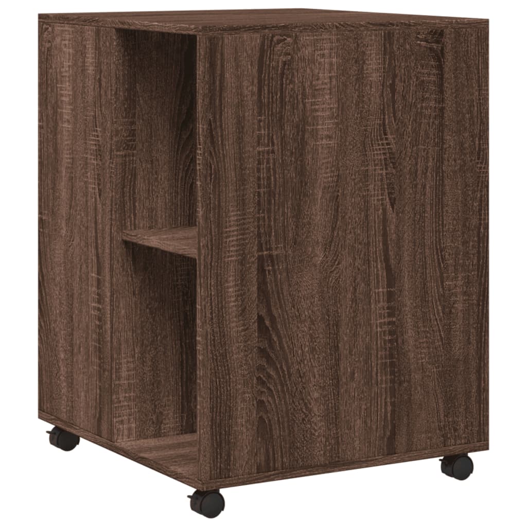 Side Table with Wheels Brown Oak 55x60x78 cm Engineered Wood