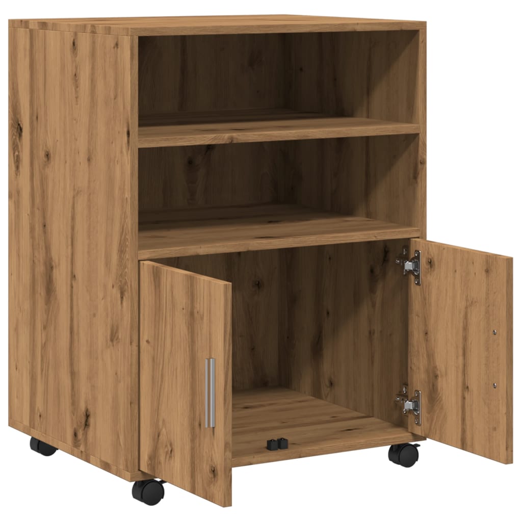 Rolling Cabinet Artisian Oak 60x48x81 cm Engineered Wood