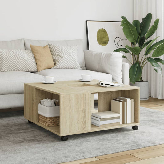 Coffee Table Sonoma Oak 80x80x40 cm Engineered Wood