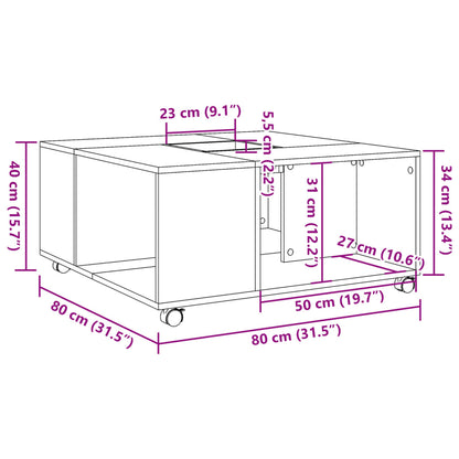 Coffee Table Concrete Grey 80x80x40 cm Engineered Wood