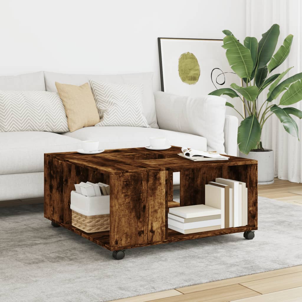 Coffee Table Smoked Oak 80x80x40 cm Engineered Wood