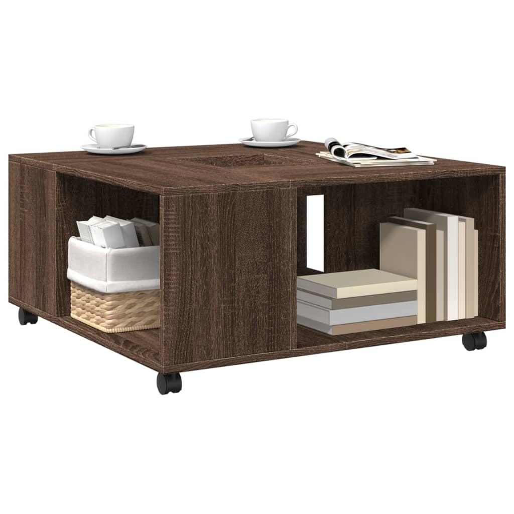 Coffee Table Brown Oak 80x80x40 cm Engineered Wood