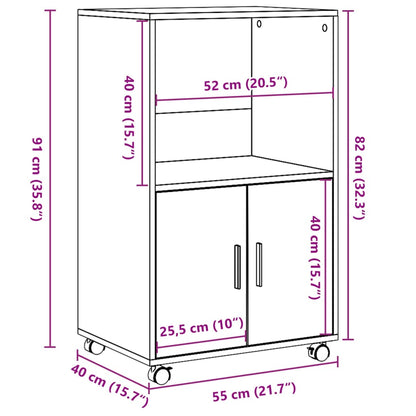 Rolling Cabinet Concrete Grey 55x40x91 cm Engineered Wood