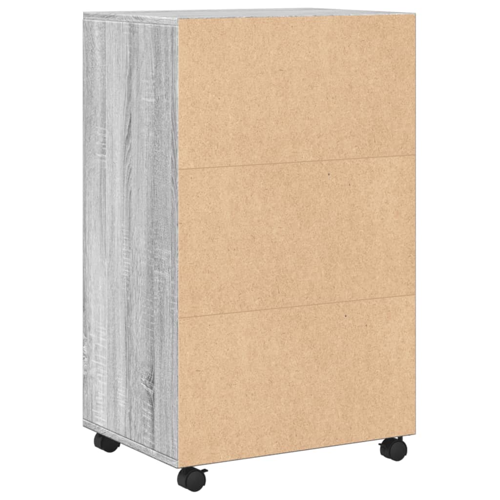 Rolling Cabinet Grey sonoma 55x40x91 cm Engineered Wood