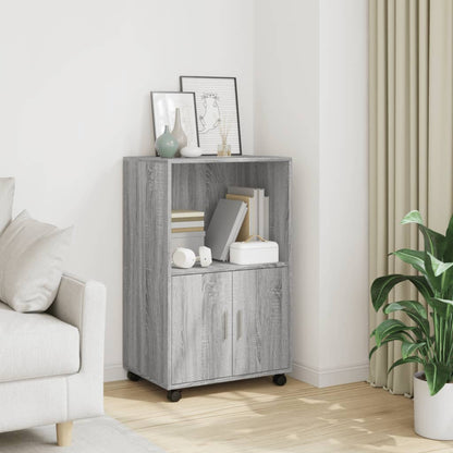 Rolling Cabinet Grey sonoma 55x40x91 cm Engineered Wood