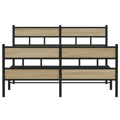 Metal Bed Frame without Mattress Sonoma Oak 160x200 cm