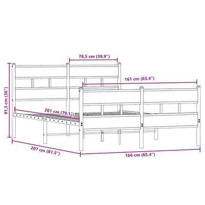 Metal Bed Frame without Mattress Sonoma Oak 160x200 cm