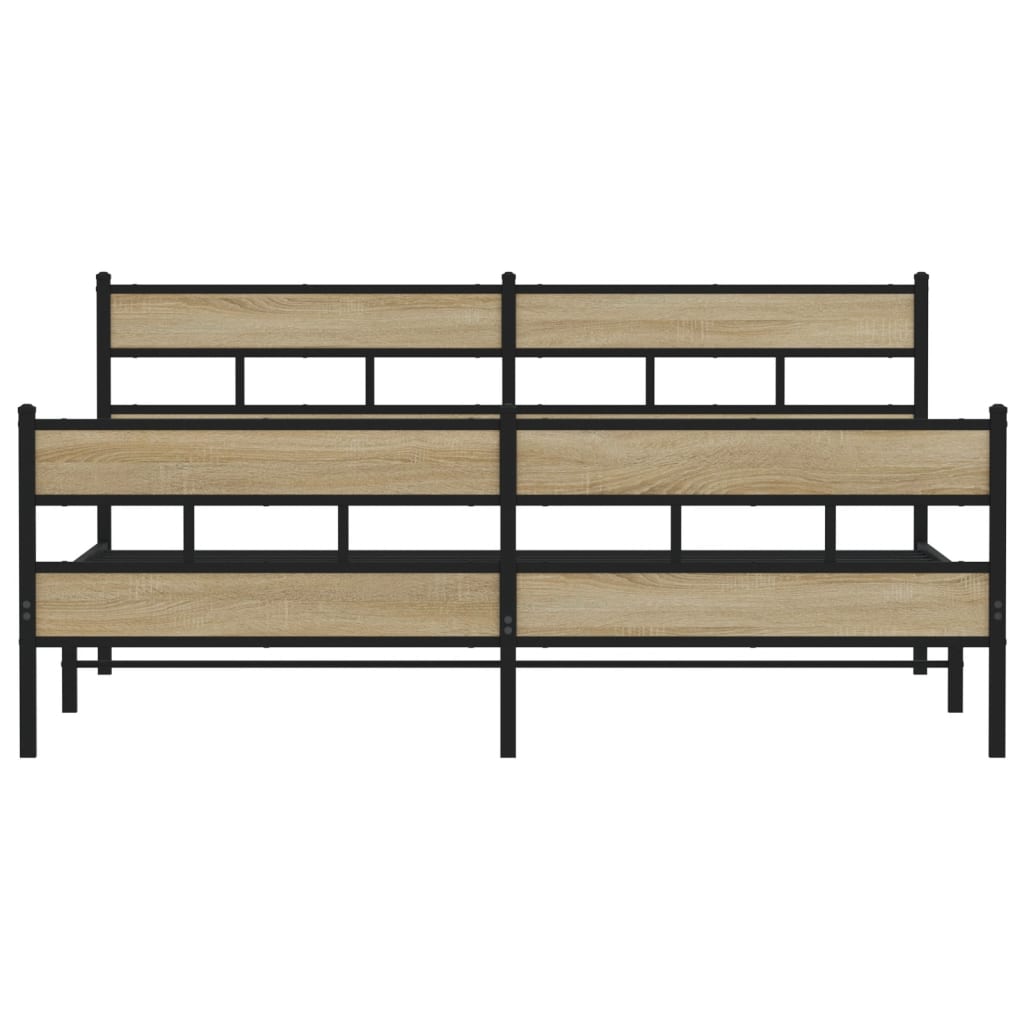 Metal Bed Frame without Mattress Sonoma Oak 200x200 cm