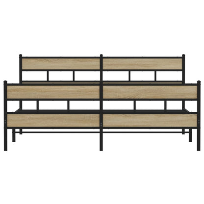 Metal Bed Frame without Mattress Sonoma Oak 200x200 cm