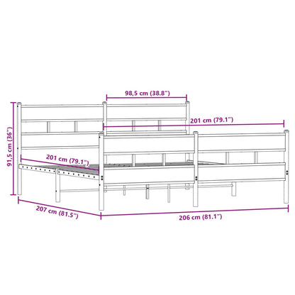 Metal Bed Frame without Mattress Sonoma Oak 200x200 cm