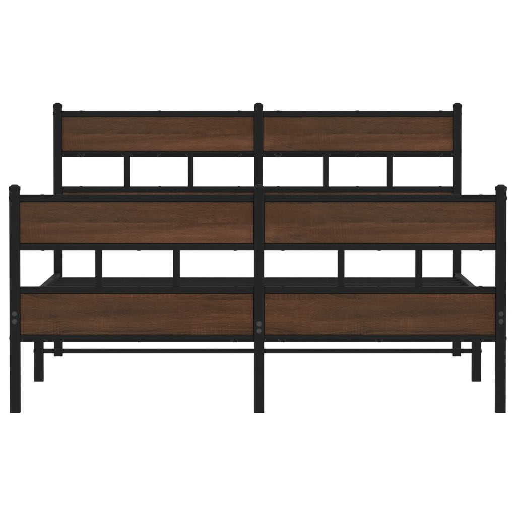 Metal Bed Frame without Mattress Brown Oak 160x200 cm