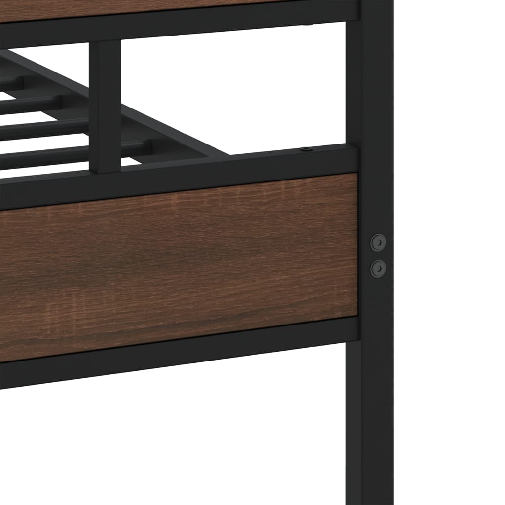 Metal Bed Frame without Mattress Brown Oak 160x200 cm