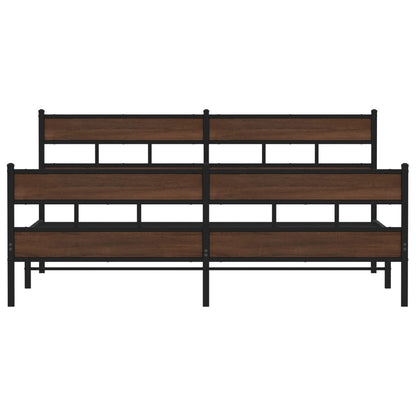Metal Bed Frame without Mattress Brown Oak 193x203 cm