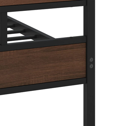 Metal Bed Frame without Mattress Brown Oak 193x203 cm