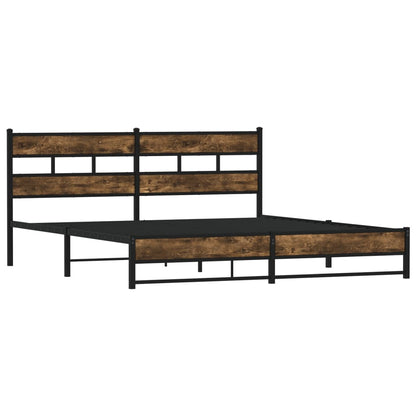 Metal Bed Frame without Mattress Smoked Oak 193x203 cm