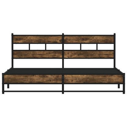 Metal Bed Frame without Mattress Smoked Oak 193x203 cm