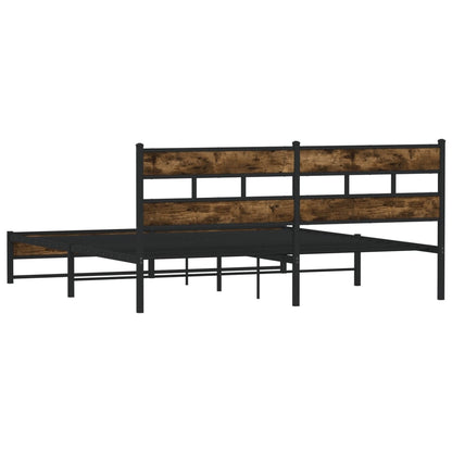 Metal Bed Frame without Mattress Smoked Oak 193x203 cm
