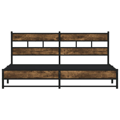Metal Bed Frame without Mattress Smoked Oak 200x200 cm