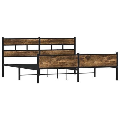 Metal Bed Frame without Mattress Smoked Oak 183x213 cm