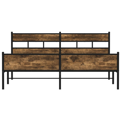 Metal Bed Frame without Mattress Smoked Oak 183x213 cm