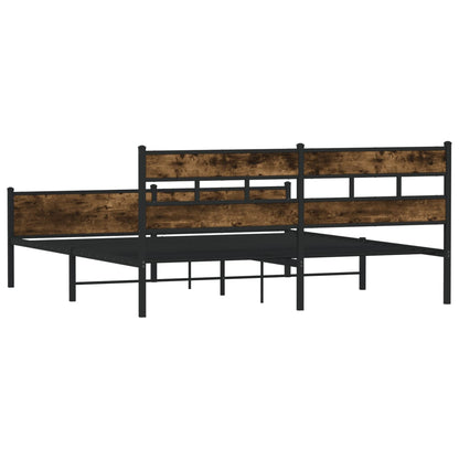 Metal Bed Frame without Mattress Smoked Oak 183x213 cm