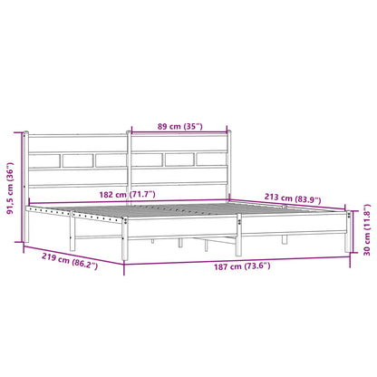 Metal Bed Frame without Mattress Sonoma Oak 183x213 cm