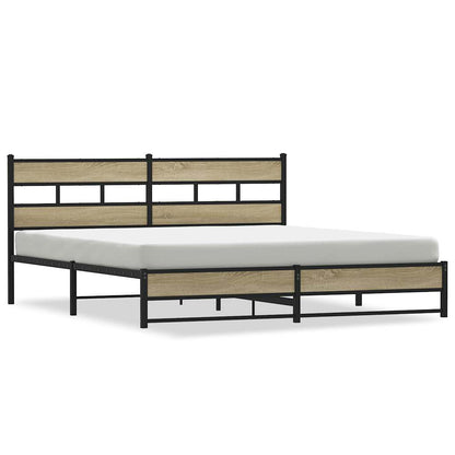 Metal Bed Frame without Mattress Sonoma Oak 193x203 cm