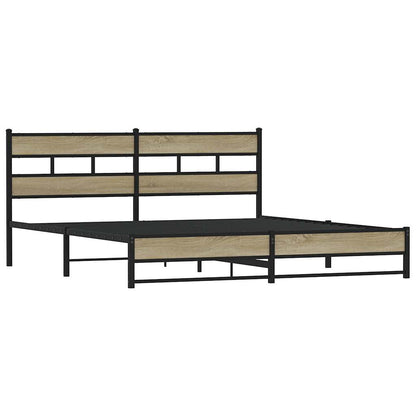 Metal Bed Frame without Mattress Sonoma Oak 193x203 cm