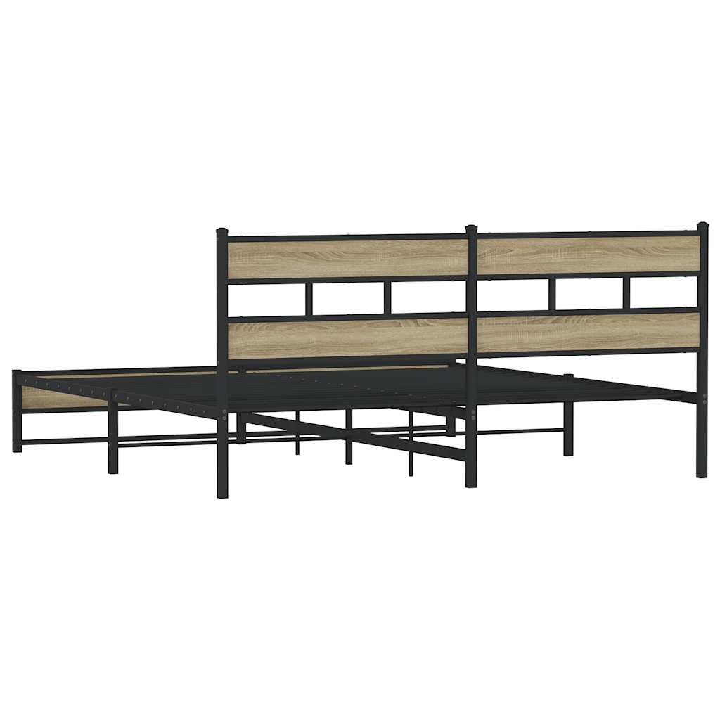 Metal Bed Frame without Mattress Sonoma Oak 193x203 cm